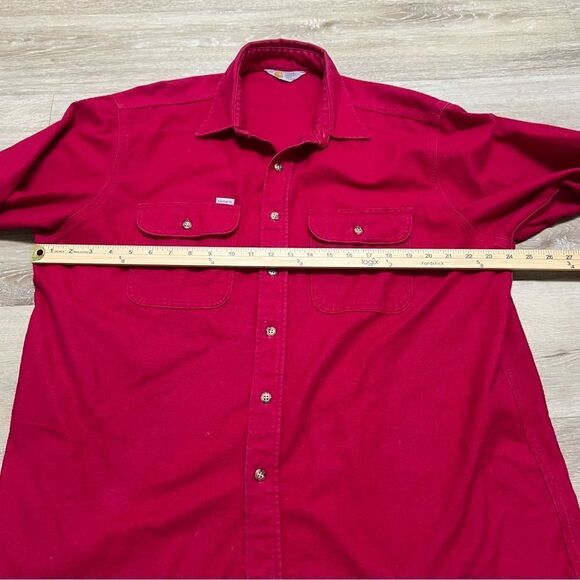 Vintage Carhartt Rugged Outdoor Wear Red Heavy Canvas Work Shirt XXL USA ASU100 - Picture 3 of 6